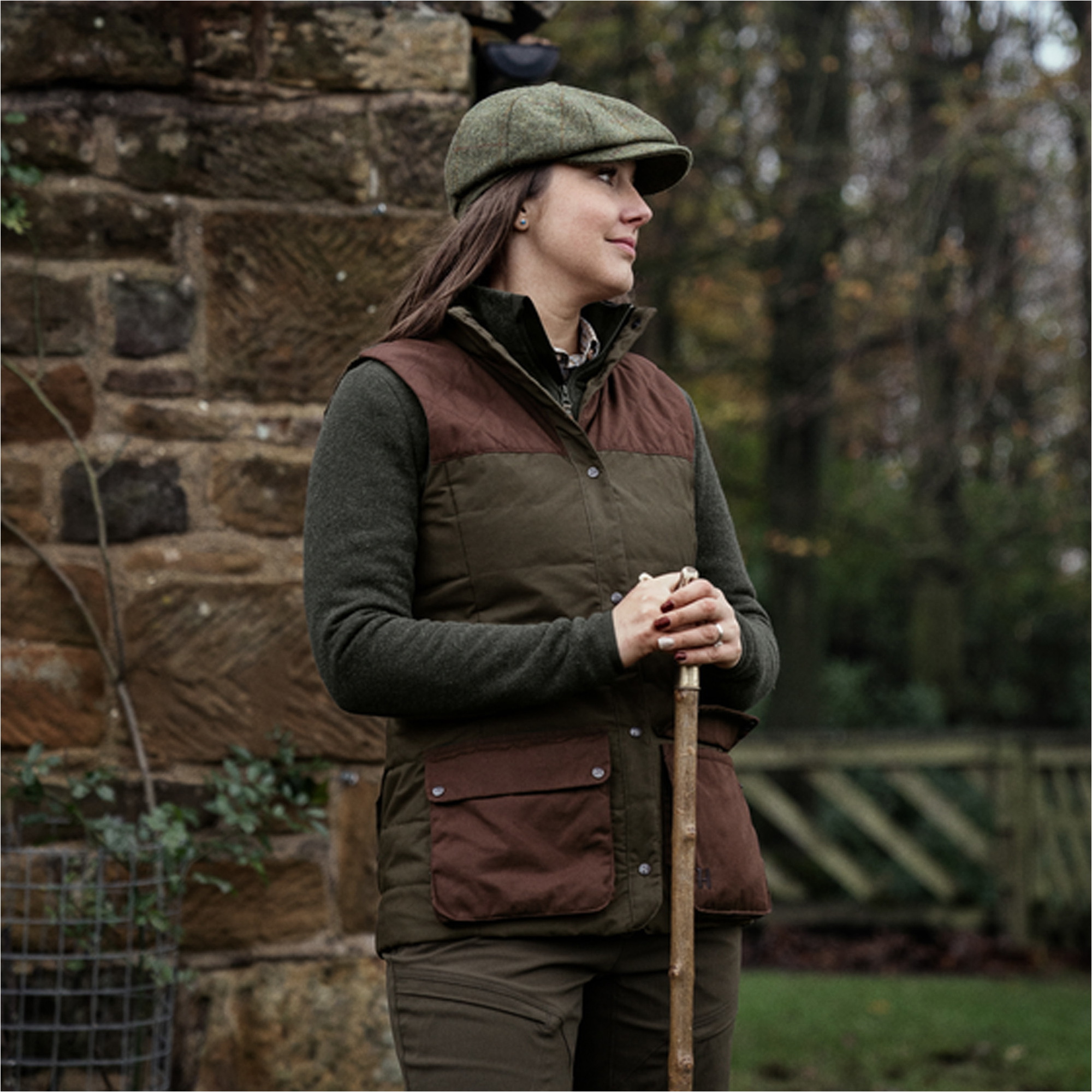 2026 Harkila Womens Retrieve Waistcoat 1201141 - Dark Warm Olive / Burgundy